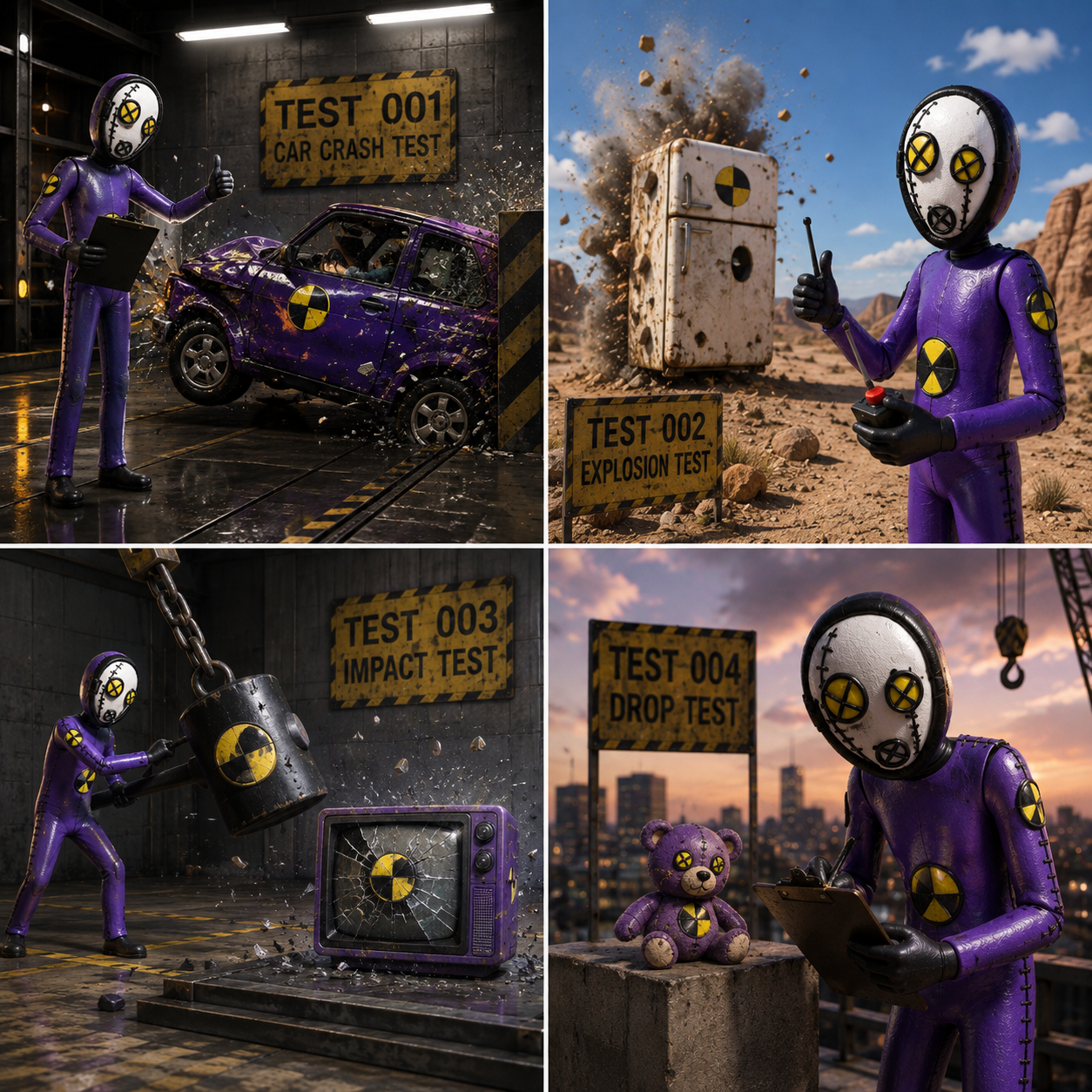 Testing Boy crash test collage